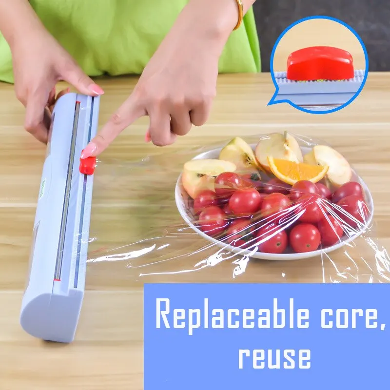 

Magic ABS Good Useful Fruit Food Fresh Keeping Plastic Cling Wrap Dispenser Preservative Film Cutter Kitchen Tool Accessories