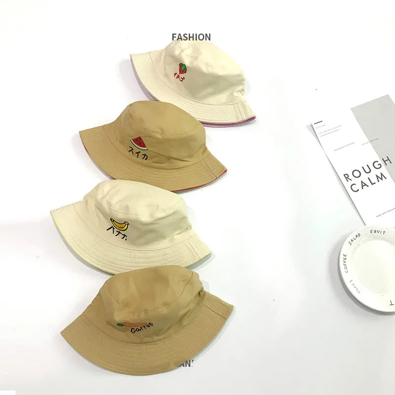 Летние 2019 двойные шапки с вышивкой фруктов для мальчиков и девочек Модная