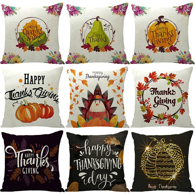 

New Red Yellow Thanksgiving Pumpkin Letter Printed Ornamental Pillows Cases For Living Room Elegant Sofa Car Cushion Cover Hot