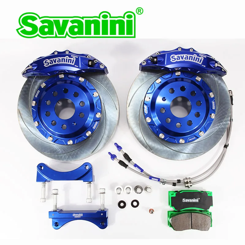 4-piston blue Бренд SAVANINI большой 4/6 поршневой тормозной суппорт набор для VW Golf 6/7 GTI Sciocco Ocativa PQ35 PQ46 MQB алюминиевые передние колеса 355 - Цвет: 4-piston blue