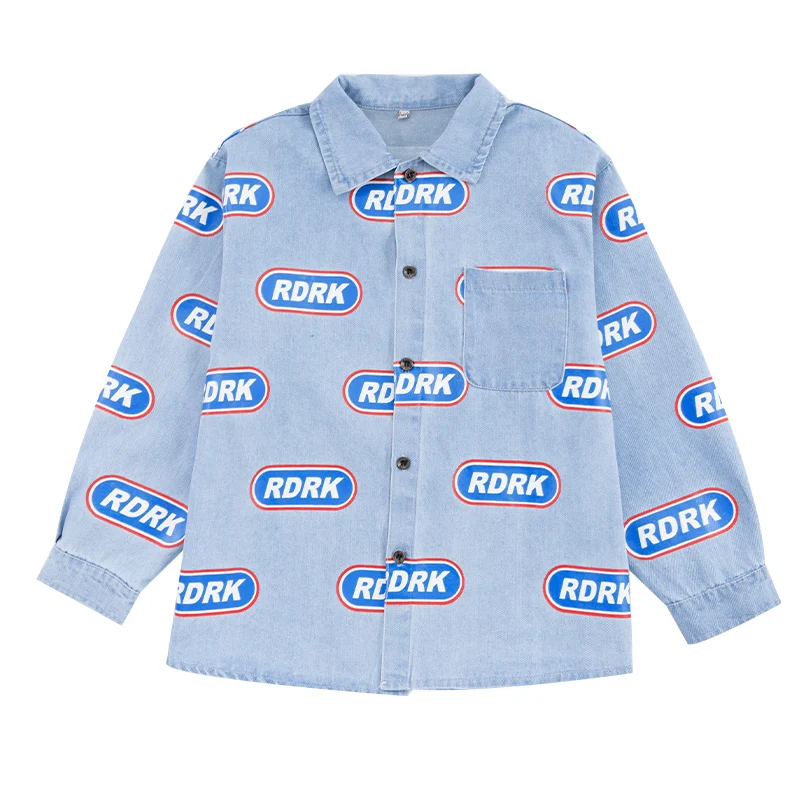 

Children Hip Hop Outfit Boys Denim Shirt Pants Girls Long Sleeves Suit Jazz Costume Ballroom Dance Wear Drum Show Costume