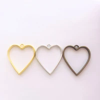10pcs metal heart geometric hollow frame pendant charm uv epoxy resin craft bezel for diy jewelry making accessories