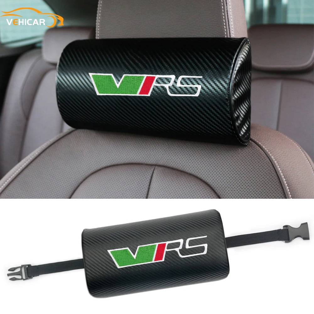 

VEHICAR Car Pillow Carbon Fiber Headrest For VRS Travel Rest Neck Head Pillow Support Cushion Universal Removable