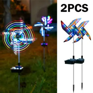 

2pcs Led Spot Light Garden Path Landscape Lights 32led Solar Ground Light Outdoor Decorative Windmill Waterproof Night Light