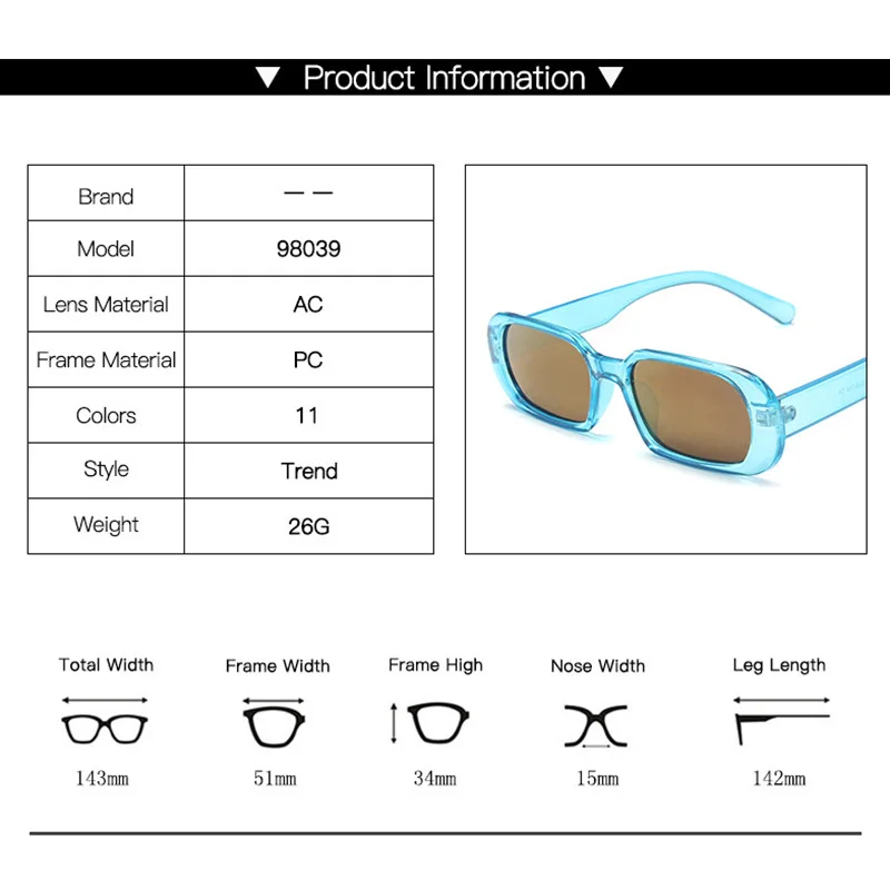 

ZUEE Vintage Black Square Sunglasses Women Luxury Brand Small Rectangle Sun Glasses Female Gradient Clear Mirror Oculos De Sol