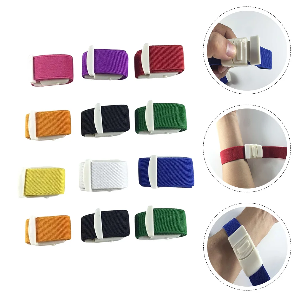 

12Pcs Convenient Buckle Tourniquets Household Emergency Tourniquets (Random Color)