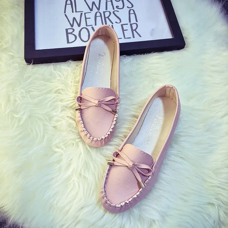 

Round Toe Korean Shoes Casual Female Sneakers Shallow Mouth Bow-Knot Dress Flats Women 2021 New Grandma Butterfly Fretwork PU La