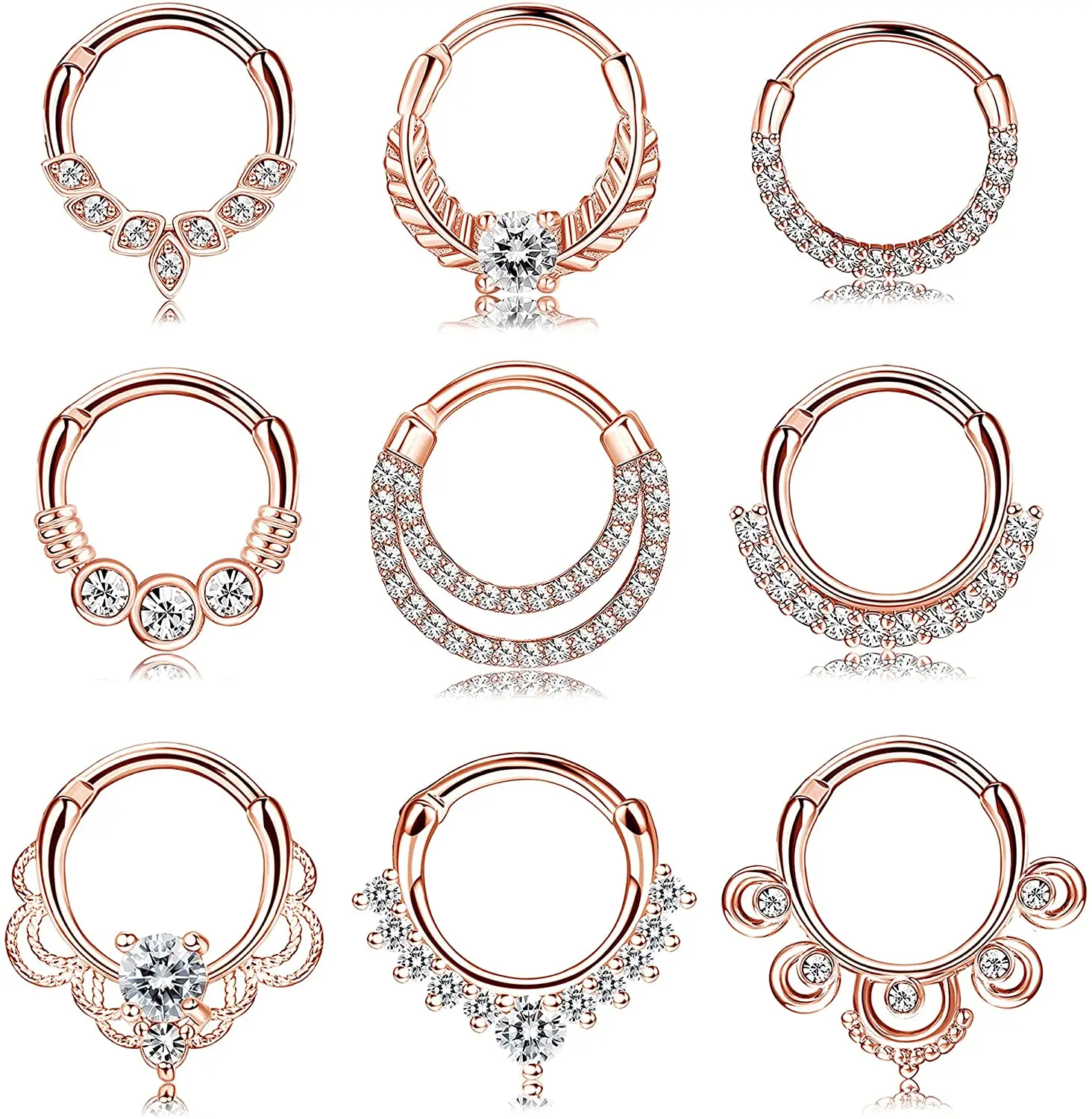

1PCS 16G Septum Clicker Rings Hoop Hinged Segment Nose Rings for Women Cartilage Tragus Hoop Helix Daith Earrings Nose Piercing