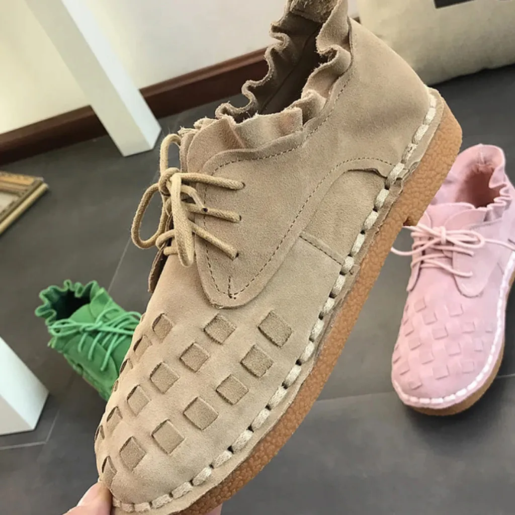 Женские кроссовки на шнуровке SAGACE винтажные уличные плоской подошве большие