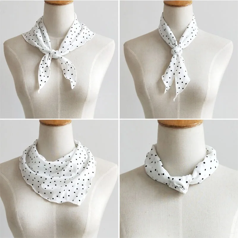 Весенне летний треугольный шарф в горошек женские маленькие шарфы модный платок