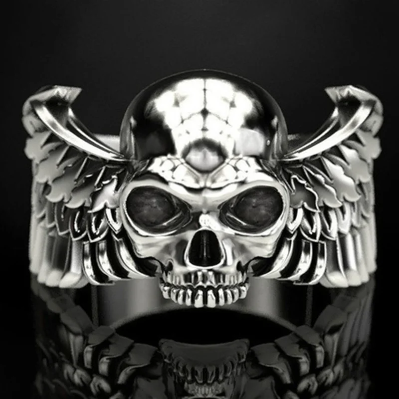 

2022trend Devil Wing Personality Punk Skull Men's Ring Male Ring Cool Gothic Accessories Paired Rings For Couples Mens Jewellery