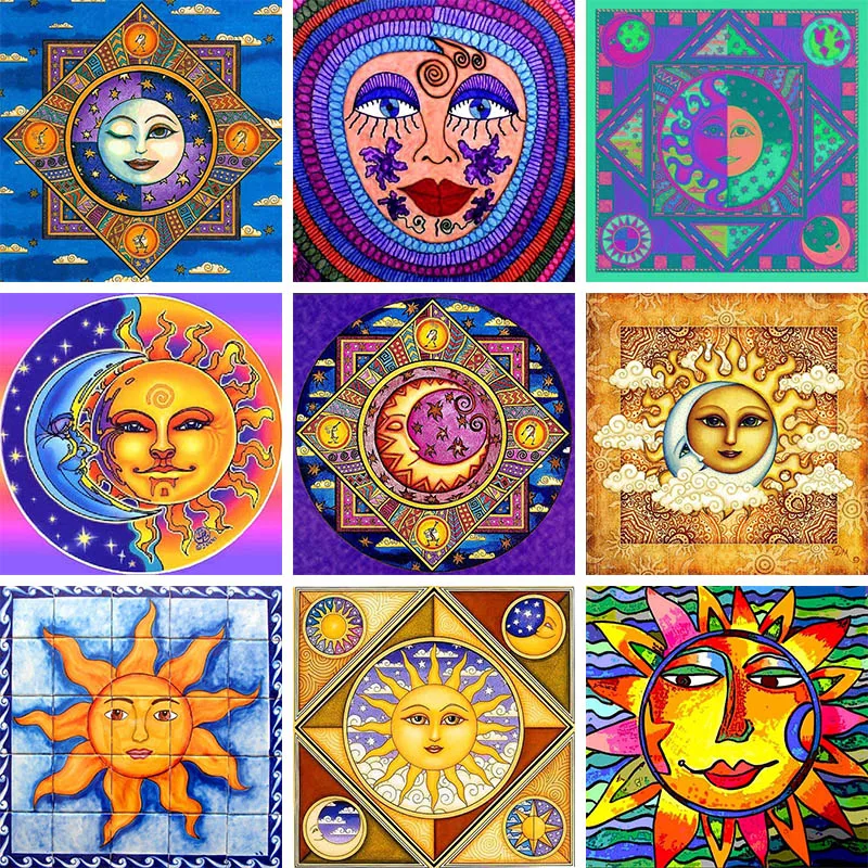 

Diamond Painting 5D Diamonds DIY Sun Cross Stitch Full Square Round Drill Embroidery Colorful Handmade Home Room Wall Decor