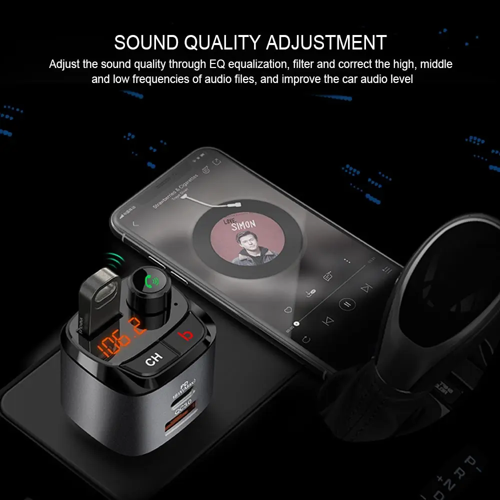 

Multifunction Car Mp3 Player Intelligent Usb Bluetooth Hands-Free Calling Music Audio Receiver Qc3.0+PD Fast Charge U Disk/Tf
