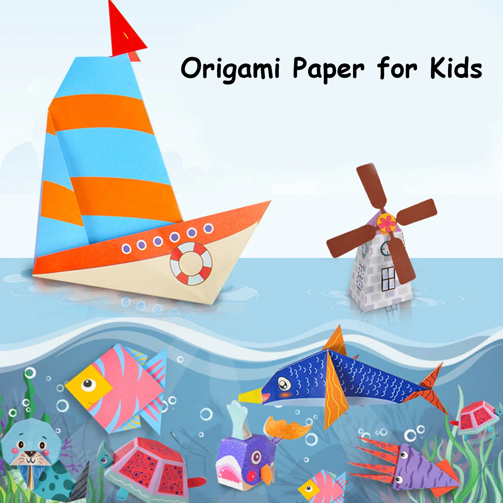 

Origami Paper Set Colorful Fun DIY Animal Creativity Train Origami Color Stereoscopic Handicraft Toys For Children Gift