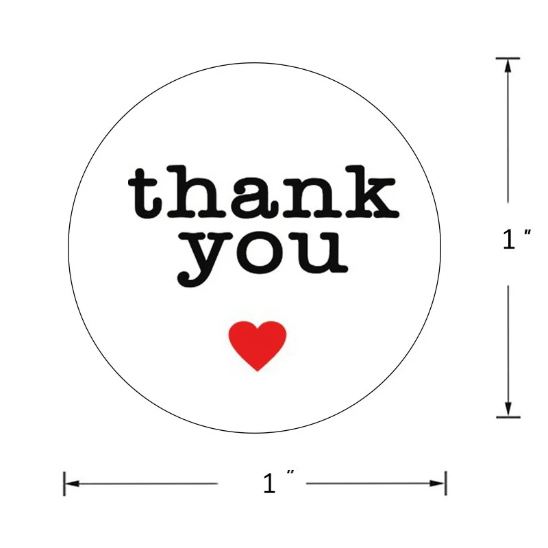 500 шт круглые прозрачные наклейки с красным сердцем этикетки для печати 1 дюйм
