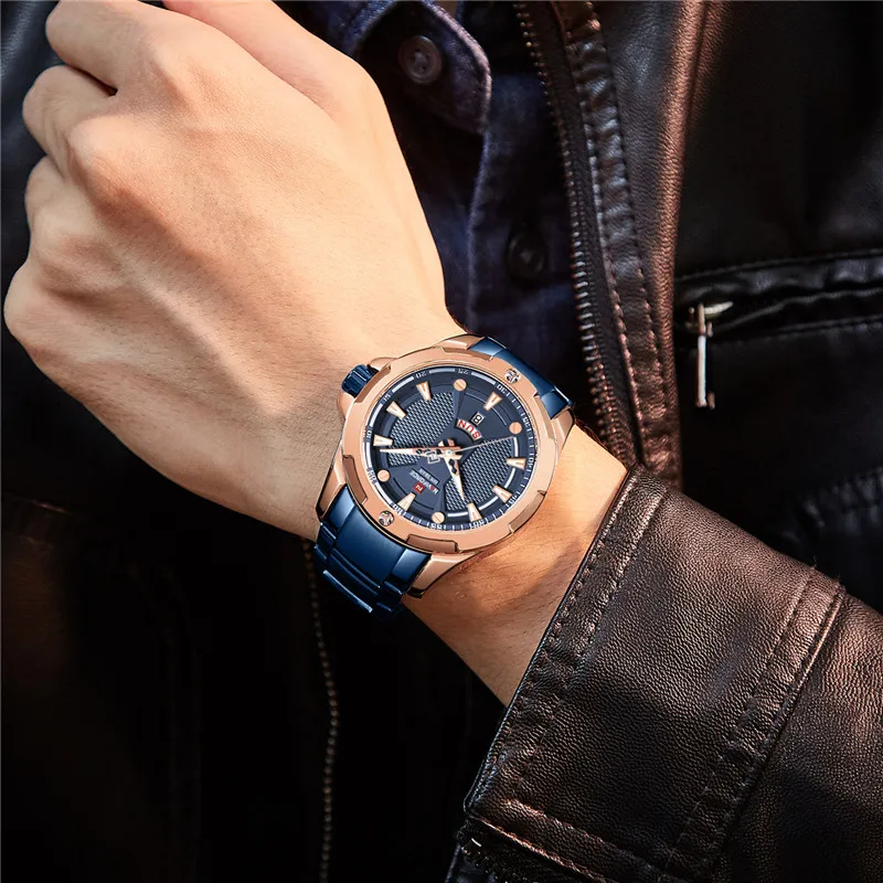 NAVIFORCE 2019 модные роскошные золотые мужские часы военные кварцевые наручные