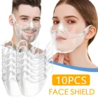 Защитная дышащая прозрачная маска для лица, прочная комбинированная пластиковая многоразовая прозрачная маска для лица с щитком, для косплея на Хэллоуин, 10 шт.
