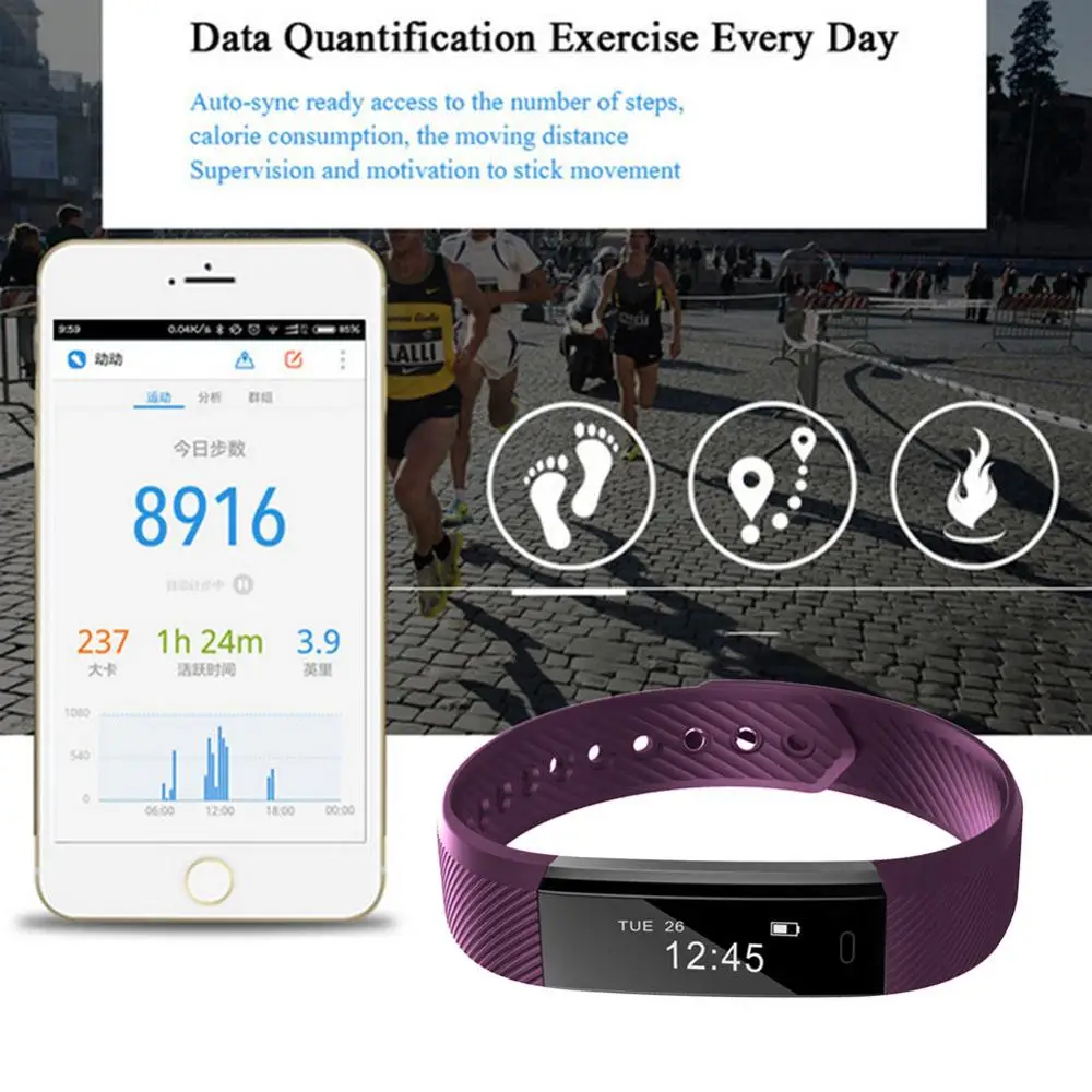 Smart Wristband Sports Band Waterproof Sleep Monitor Call Reminder Fitness Tracker Bracelet Watch for IOS Android | Электроника