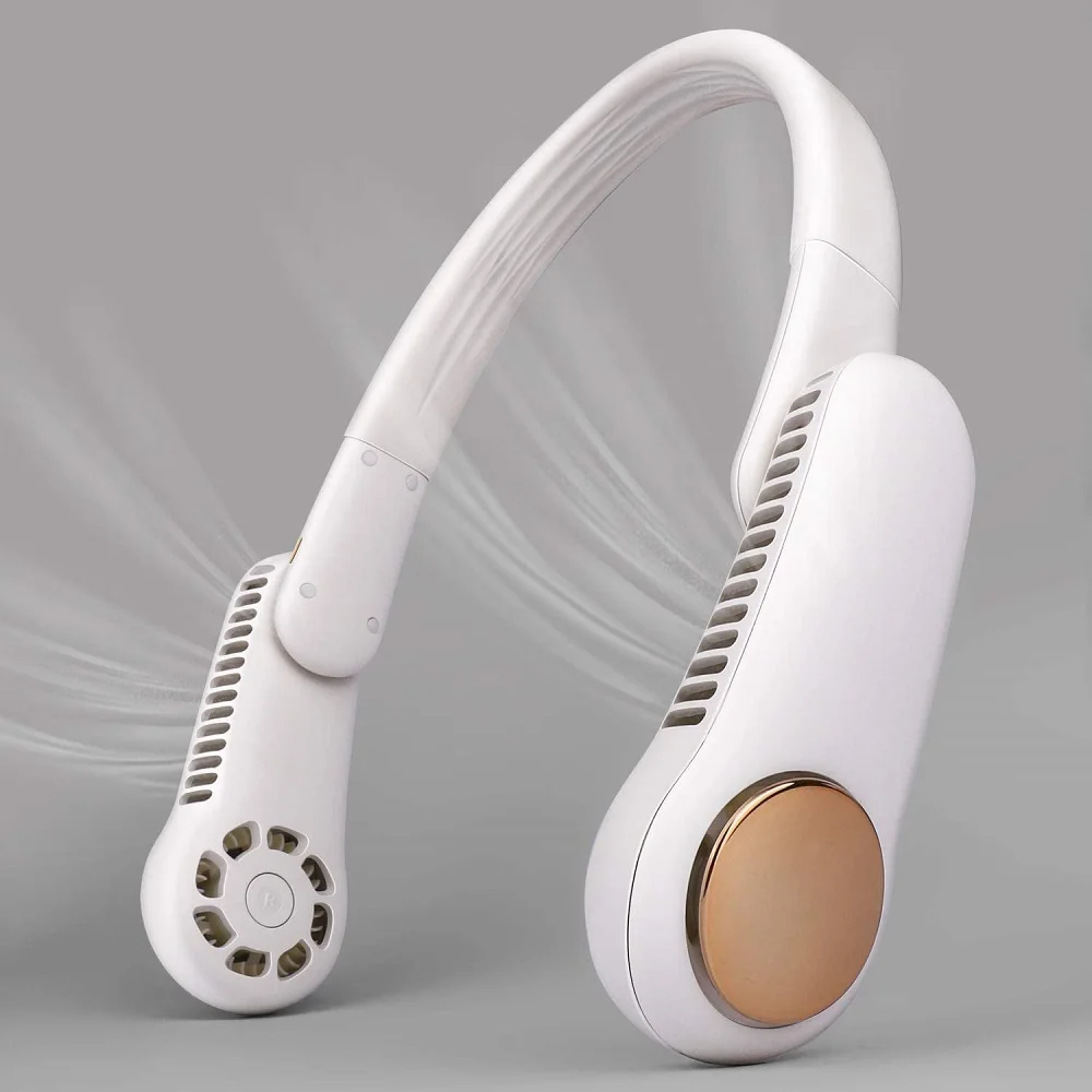 

Portable Neck Fan USB Rechargeable Fan Battery Operated Bladeless Neckband Fan 3 Speeds Wearble Fan For Office Sports Travel