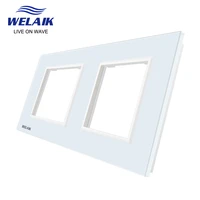 welaik eu 2frame 15180mm white wall socket outlet square hole crystal tempered glass panel only diy parts a288w1