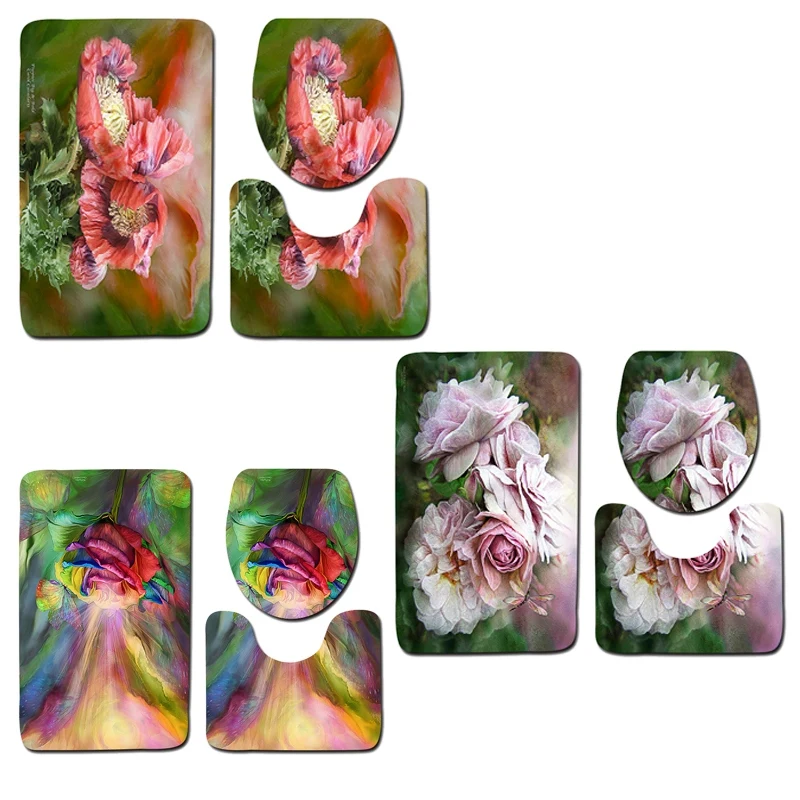 3 шт./компл. Туалет нескользящий ковер коврик Чехлы Ванная комната ковролин