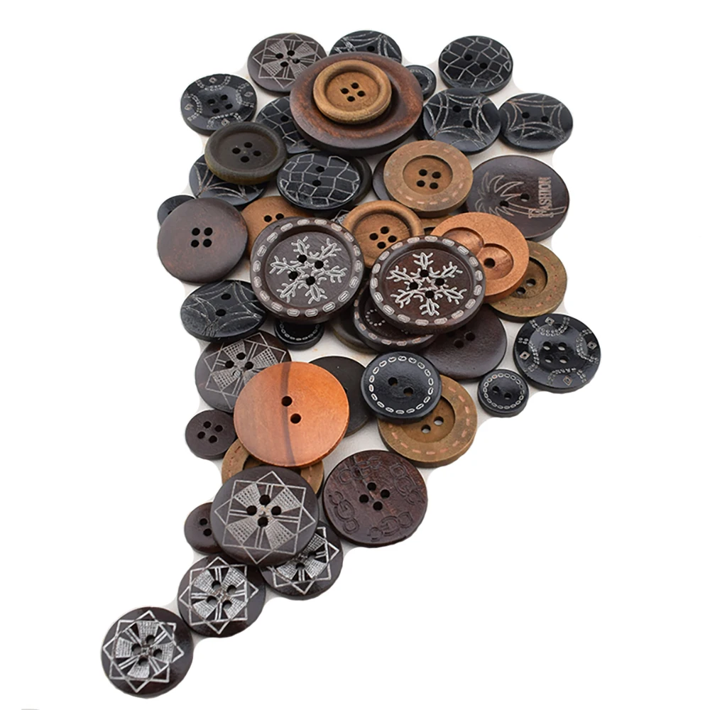 

Chainho,Wooden Buttons,Mix 2 & 4 Holes,Coffee Color Series,DIY Scrapbooking Patchwork Sewing/Crafts&Home Decoration,50pcs/Bag