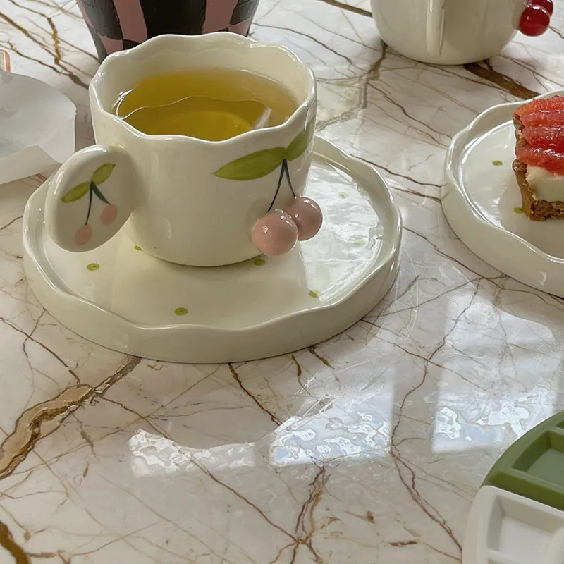 CuteLife Скандинавская милая розовая вишня декоративная чашка для завтрака молока