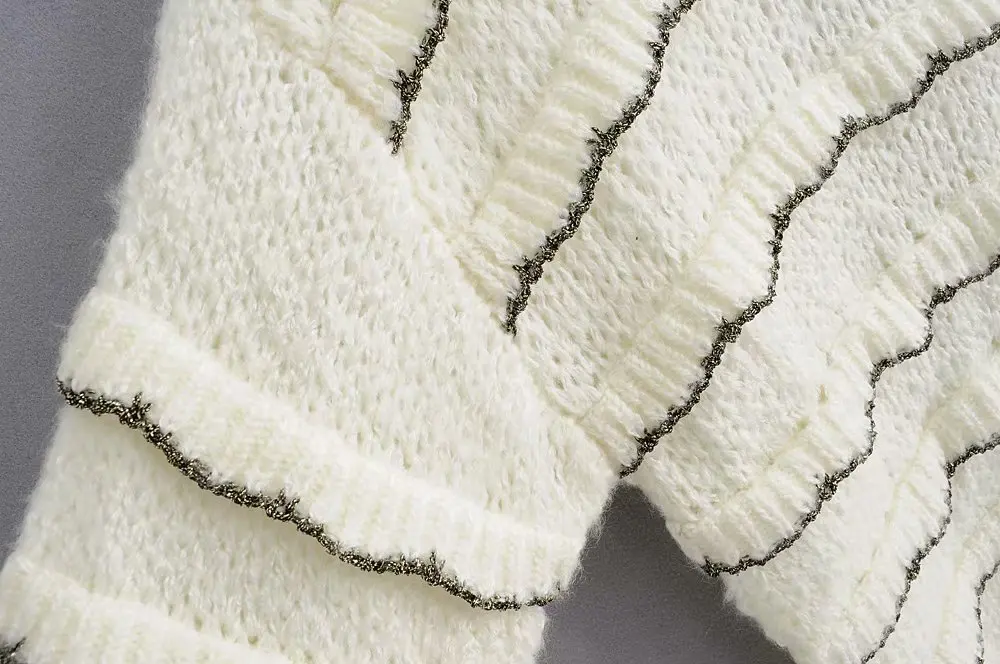 Женский свободный свитер с оборками Элегантный Повседневный пуловер круглым