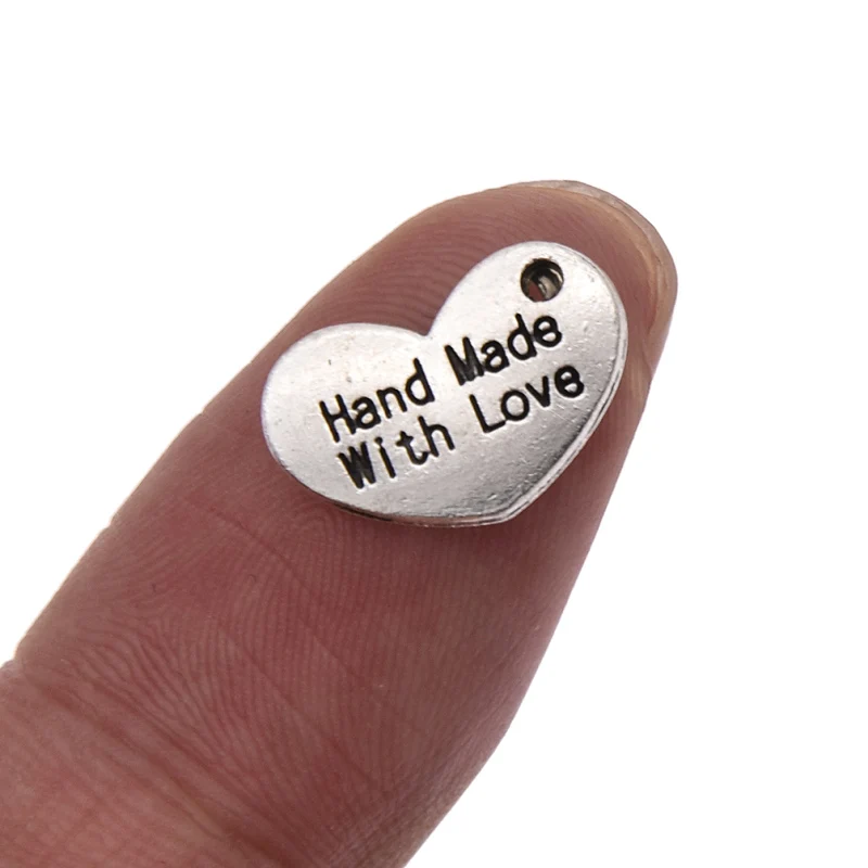 Металлические этикетки в форме сердца ручной работы с надписью Love для одежды