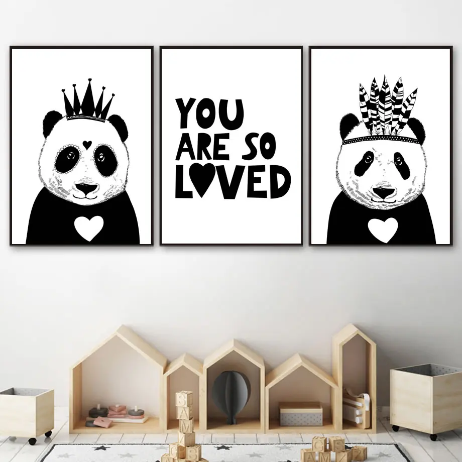 Корона панда любовь цитаты мультфильм скандинавские плакаты и принты стены