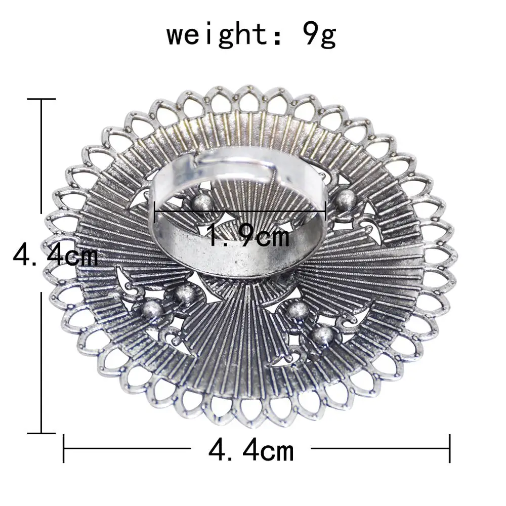 Большие винтажные серебряные кольца Boho из сплава для женщин Цыганский родовой