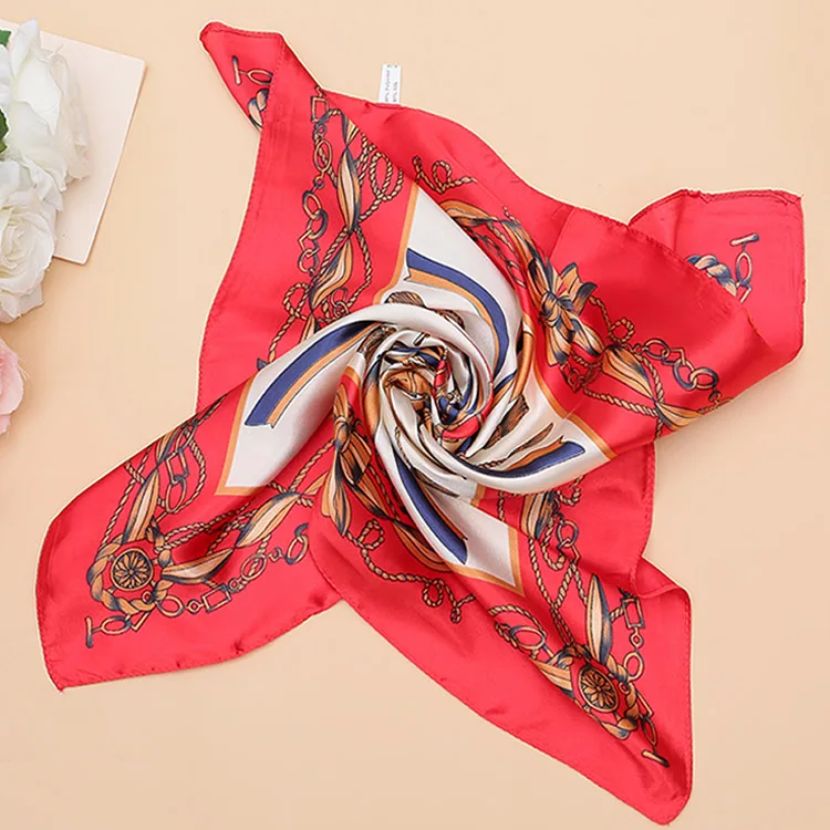 

2021 Новый 60*60 см Роскошный шелковый атлас головной платок для женщин Модный платок, комплект одежды с принтом волосы шарфы квадратный ободок ...