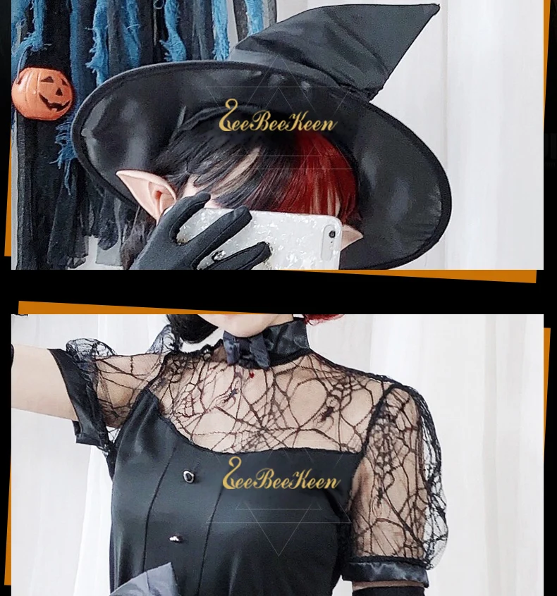 Женский костюм ведьмы на Хэллоуин черное готическое платье-смокинг для косплея |
