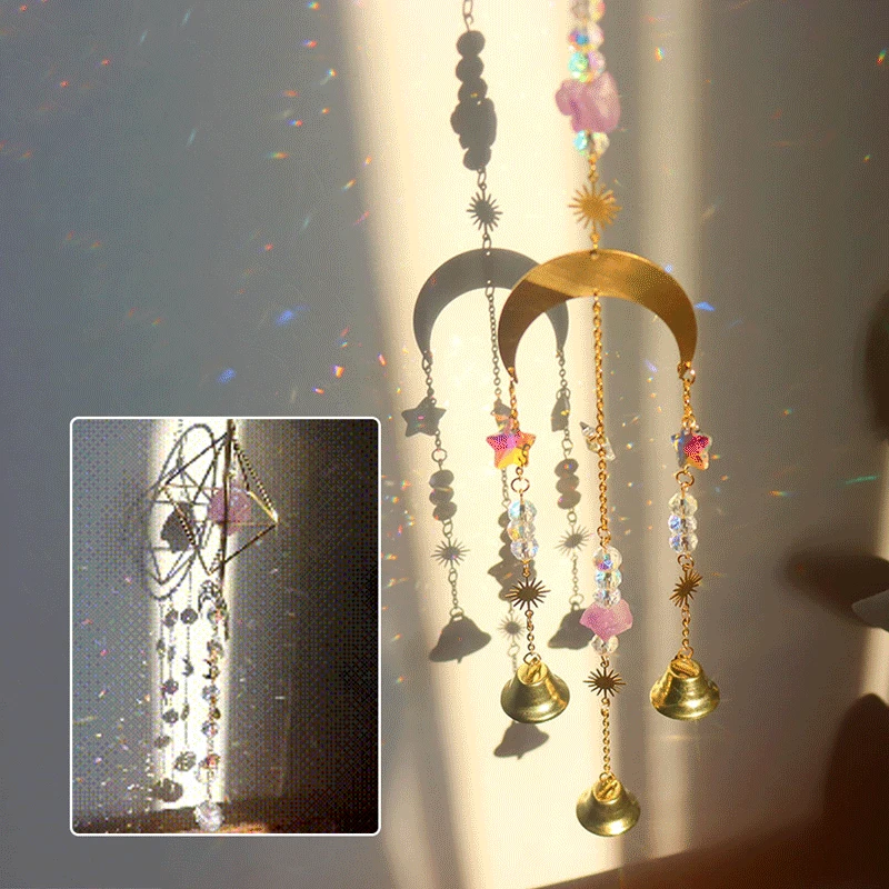 

Full Moon Sun Catcher Crystal Light Catcher Handmade Catcher Moon Sun Heart Sun Catchers Prism|rainbow Maker | Window Hanging