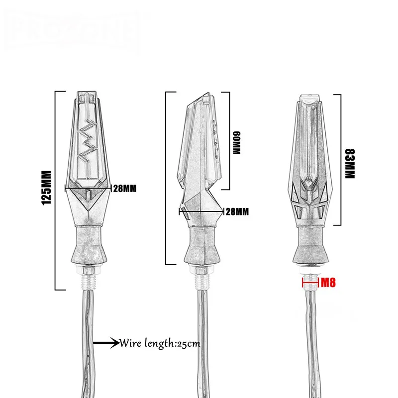 2 шт. модифицированный световой сигнал мотоцикла ЭКГ-Тип течет светодиодный
