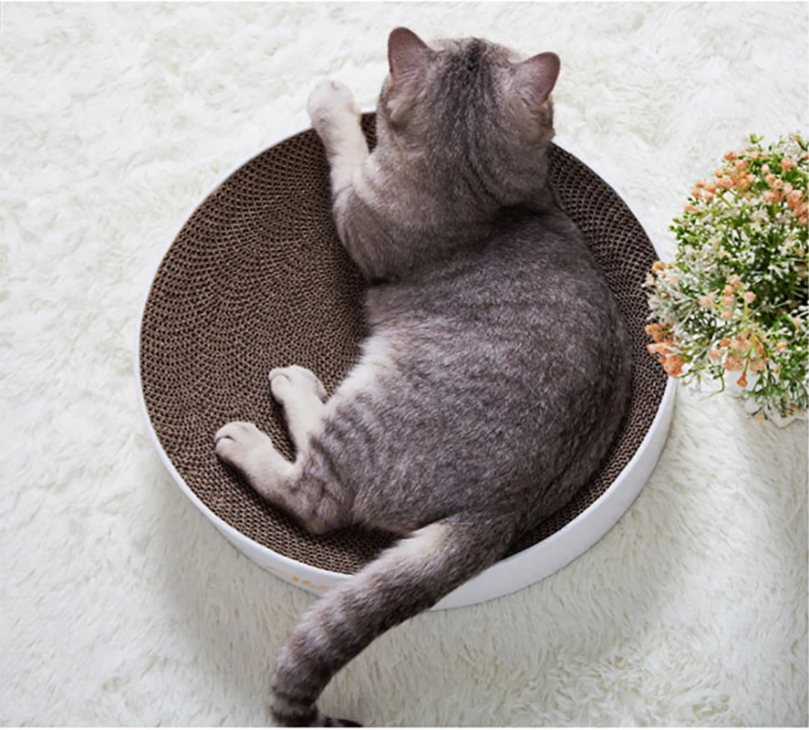 

Two-SIded Cat Scratcher Round Catnip Scratch Board Nail Scraper Cat Corrugated Kitten Pad Cats house Kitten Pet Cats Supplies