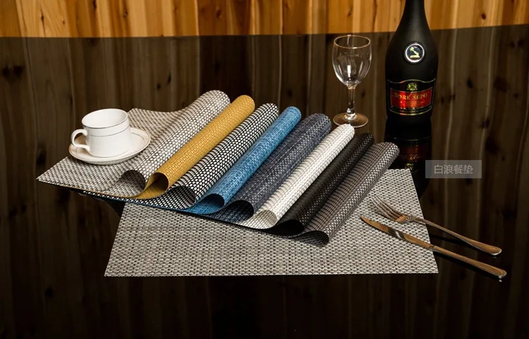 

Simple Solid Color Non-slip PVC Teslin Table Mat Hotel Cafe Square Table Mat Bowl Coaster