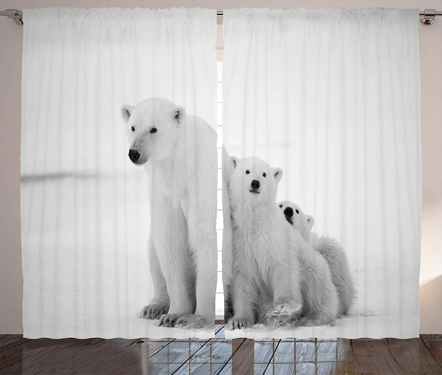 Морской шторы с животными полярный медведь Семья 2 футболка Принт