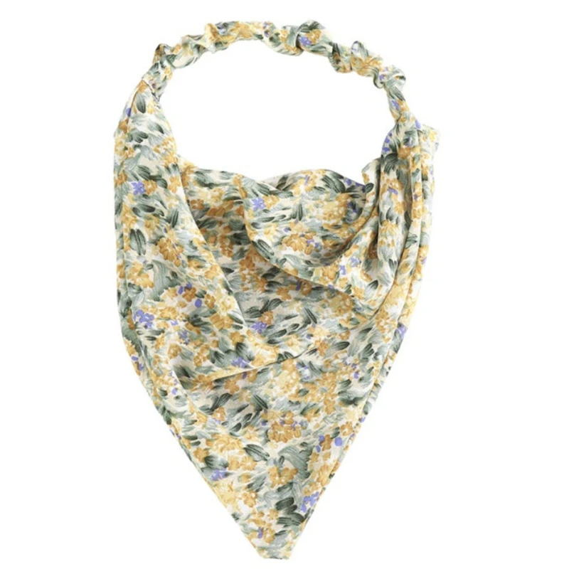 Женский эластичный шарф в стиле бохо повязка на голову треугольный Цветочный