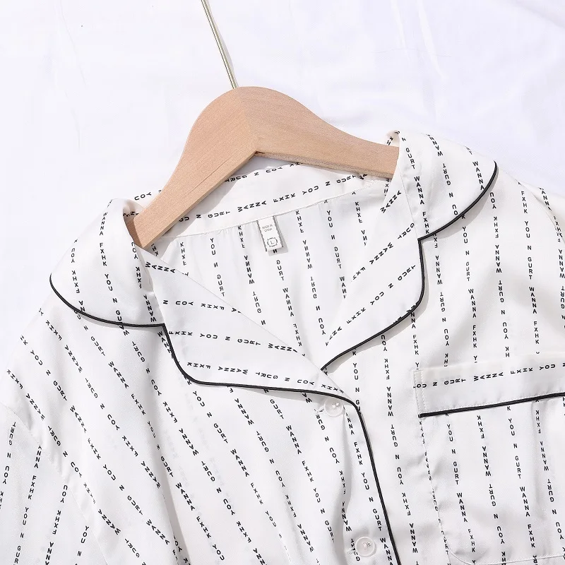 

Lisacmvpnel Spirng New Satin Chiffon Women Pajama Set Long Sleeve Suit Pyjamas