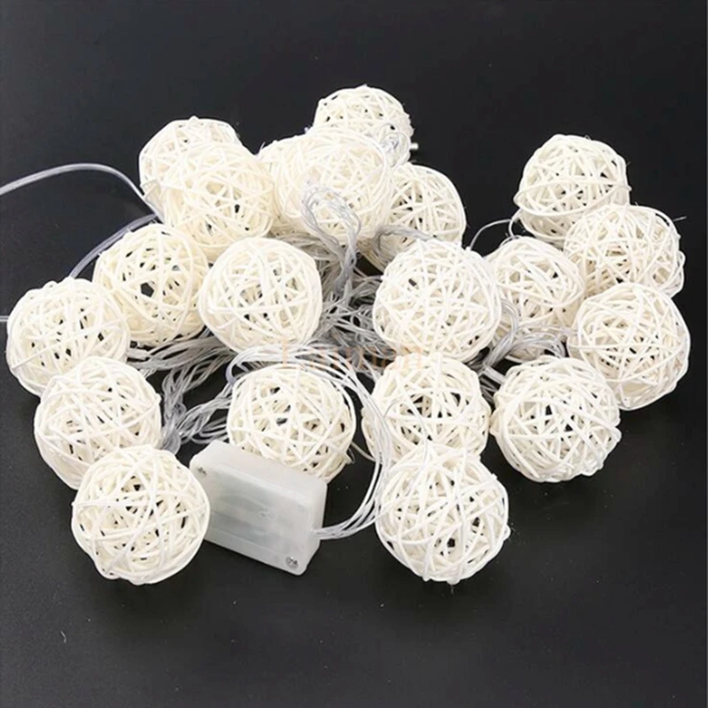 4 м 20 светодиодная гирлянда из ротанга с шариком Рождественская для сада свадьбы