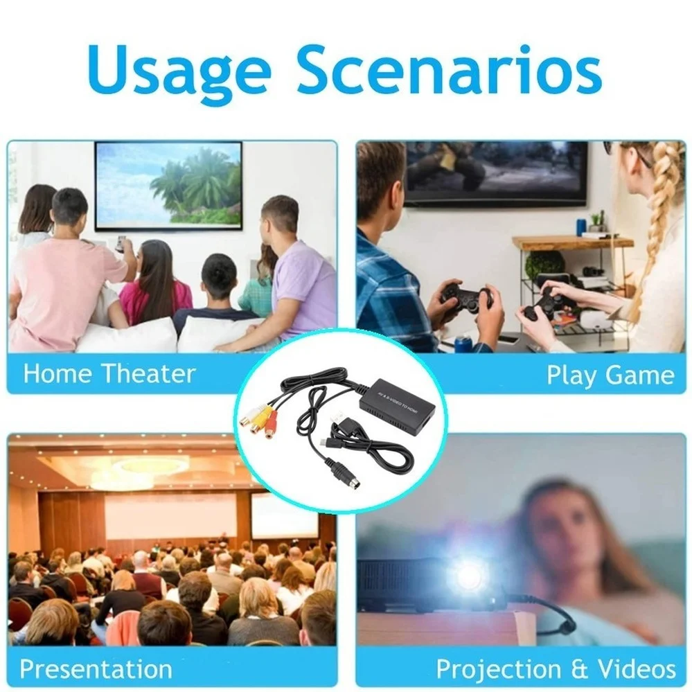 PzzPss RCA /AV SVIDEO к HDMI-совместимый адаптер для DVD HD TV STB совместимый с PS2/PS3 720P /1080P AV