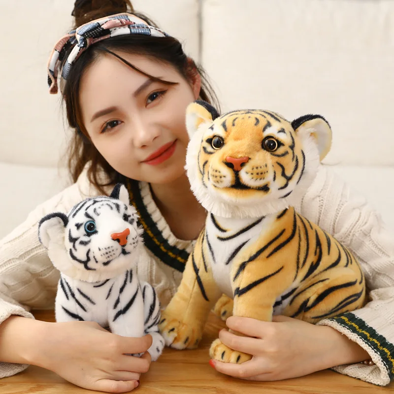 23-33cm Simulation Tiger Plush Toys Soft Lifelike Animals Pillow Pet Doll Car Sofa Decor for Kids Children Boys Birthday Gift | Игрушки и