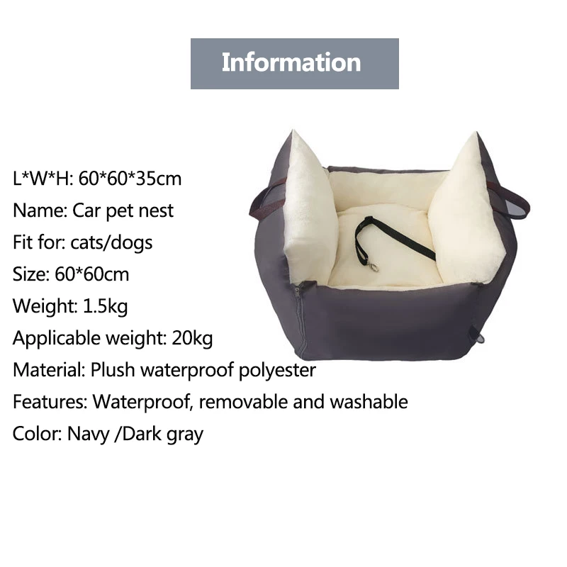 

2021 New Pet Dog Carrier Car Seat Pad Safe Carry House Puppy Bag Car Travel Accessories Waterproof Dog Seat Bag Basket kennel