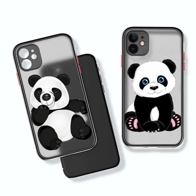 

Cute cartoon panda Phone Case Colorful Bumper Shockproof Trasparent For iPhone 12 11 Pro Max XR X XS 7 8 Plus Cover