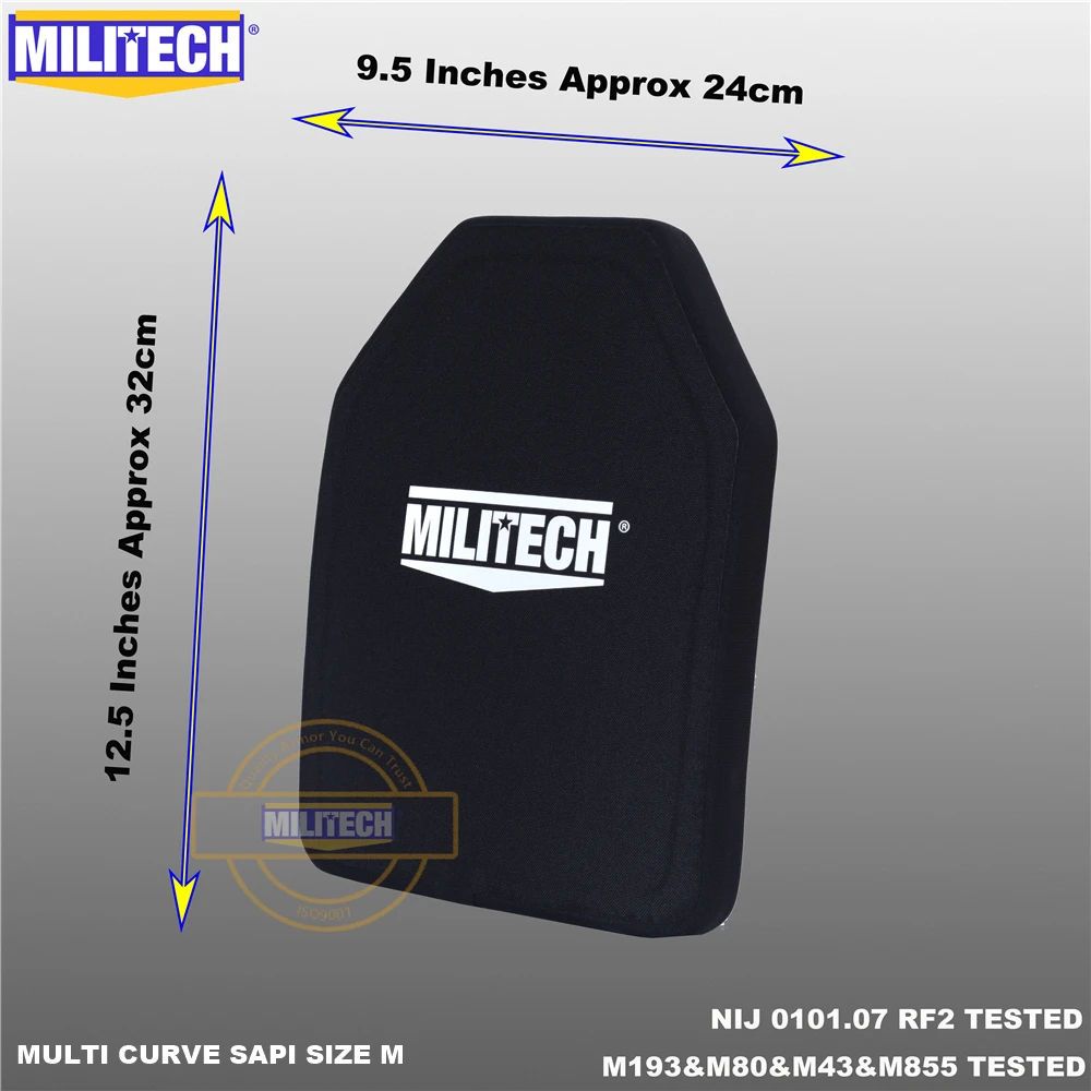 Пуленепробиваемая пластина MILITECH SAPI и 10x12 NIJ III + /NIJ 0101 07 RF2 из оксида алюминия