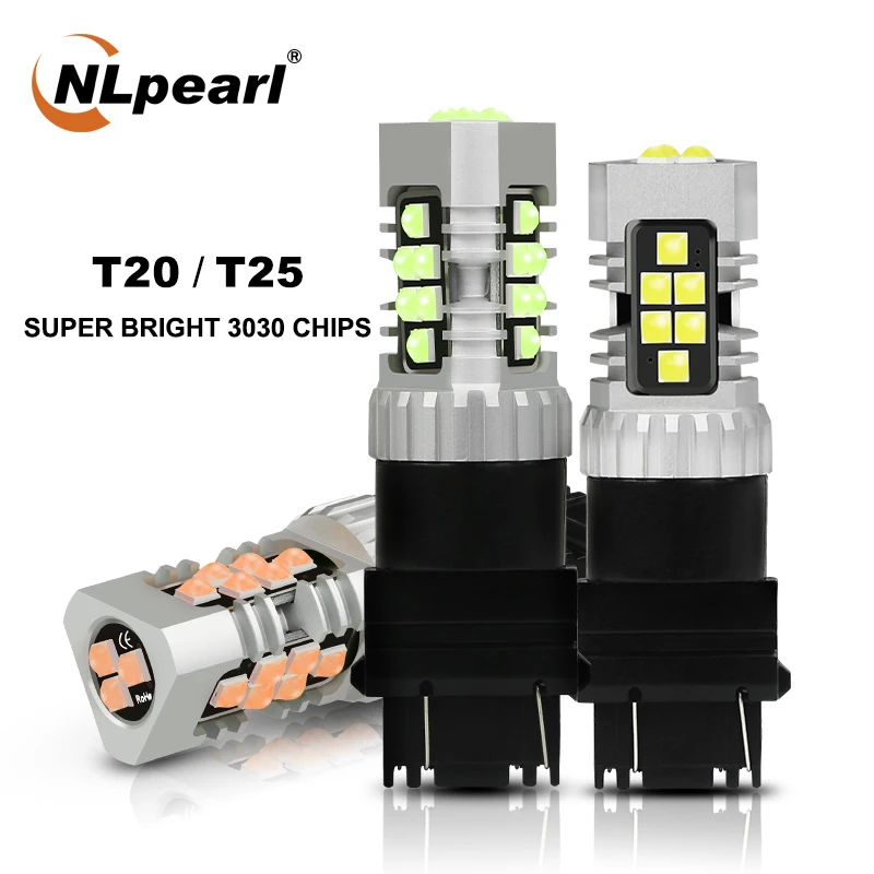 

Nlpearl 1x Signal Lamp T25 Led 3157 P27 7W P27W 3156 Led 3030SMD T20 7443 W21/5W 7440 W21W WY21W Brake Light Reverse Lights 12V