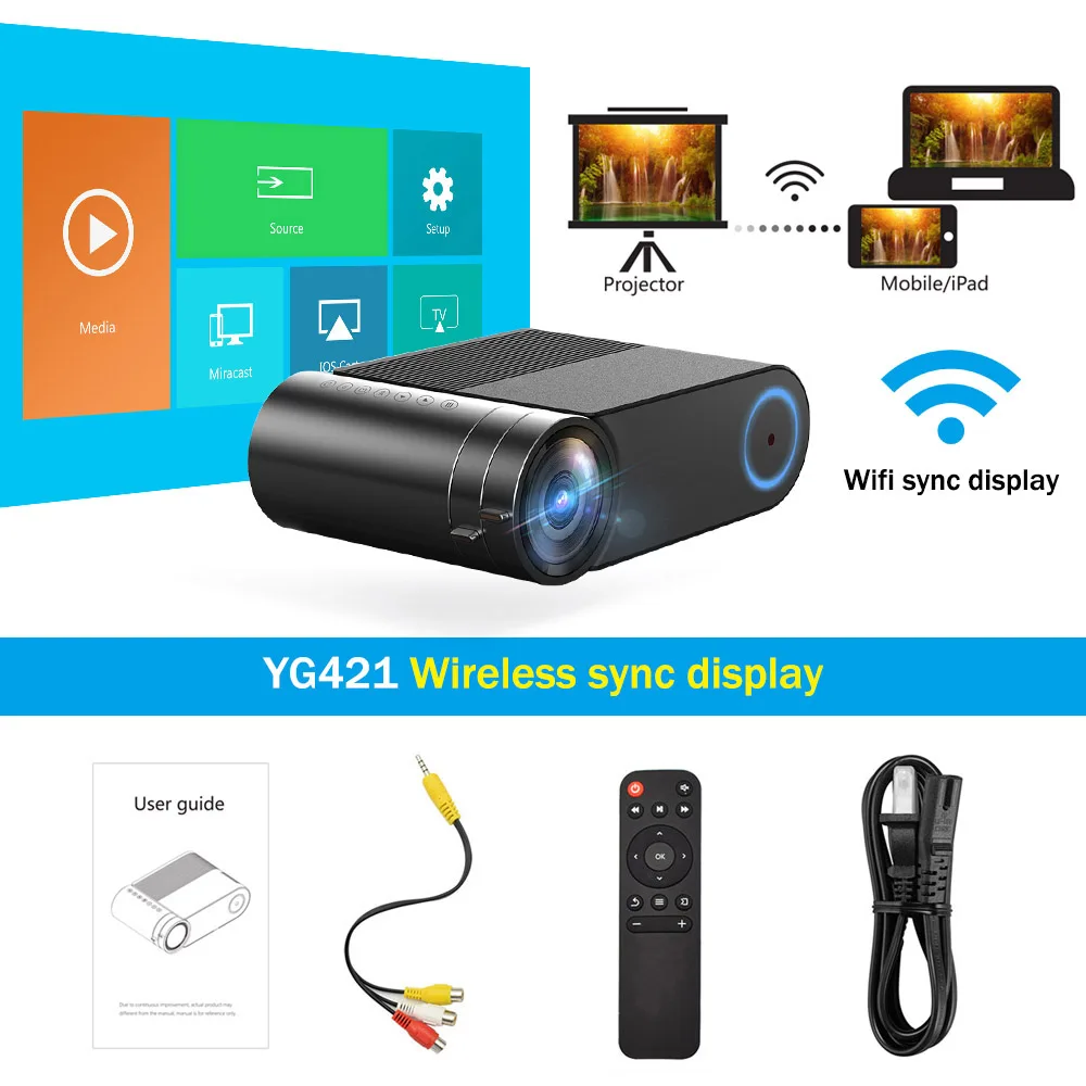Sync Display Version ThundeaL YG420 мини-проектор 2800 люмен wifi Синхронизация телефона Поддержка 1080P видео HD YG421 светодиодный проектор портативный HDMI VGA Домашний кинотеатр - Цвет: Sync Display Version