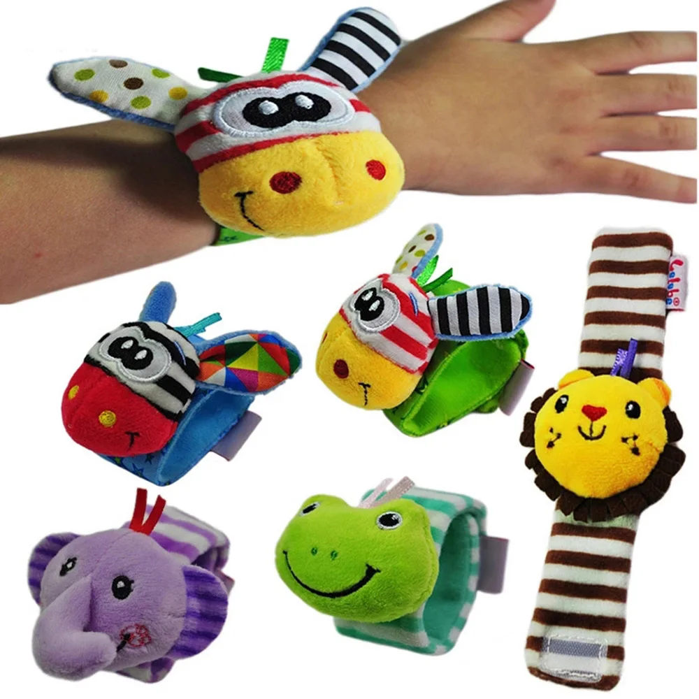 

2019 Newborn Baby Wrist Watchs Toy Hand Wrist Strap Soft Animal Baby Rattles Christmas Gift Infant Learning Toy K0030