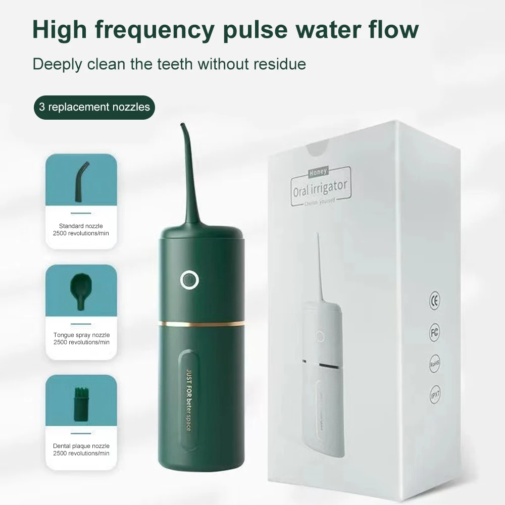 

Sonic Oral Irrigator USB Rechargeable 3 Mode Water Flosser Portable Dental Water Jet 280ML Water Tank Waterproof Teeth Cleaner